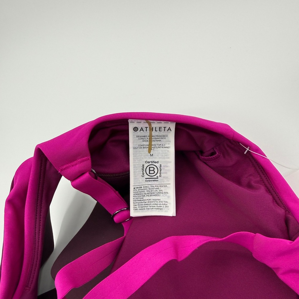 Athleta Coastline Bikini Top Magenta Colorblock Longline Swimwear M A-C 988607 - Picture 6 of 8